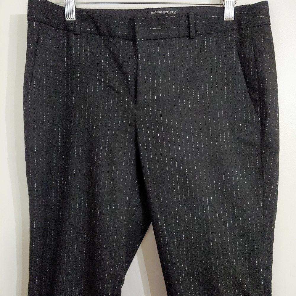 Silver pin stripe black pants
